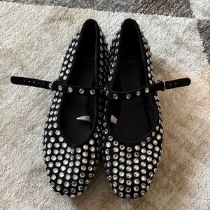 a new day Black Flats with Silver Studs